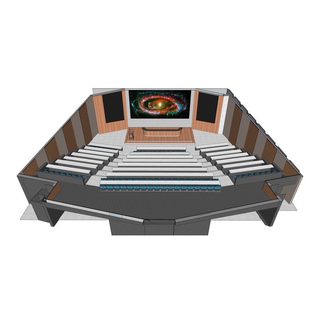 Lecture Hall 3D Model – Low Poly Auditorium with Acoustics, FBX, OBJ - View 9