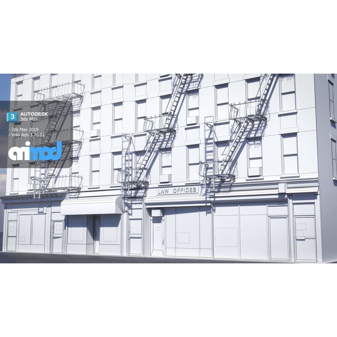 US Apartment Building 3D Model – Detailed Exterior Asset, FBX - View 10