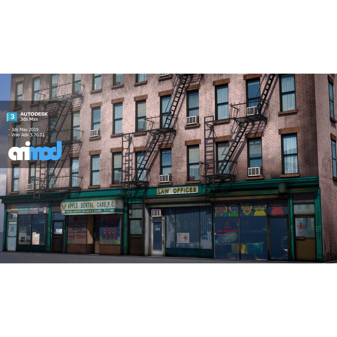 US Apartment Building 3D Model – Detailed Exterior Asset, FBX - View 5