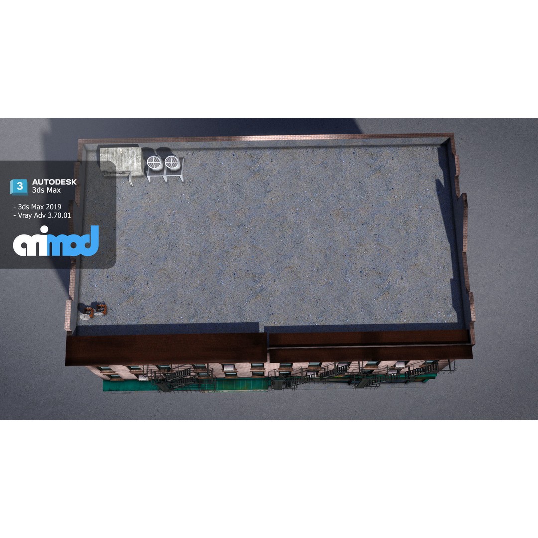 US Apartment Building 3D Model – Detailed Exterior Asset, FBX - View 6