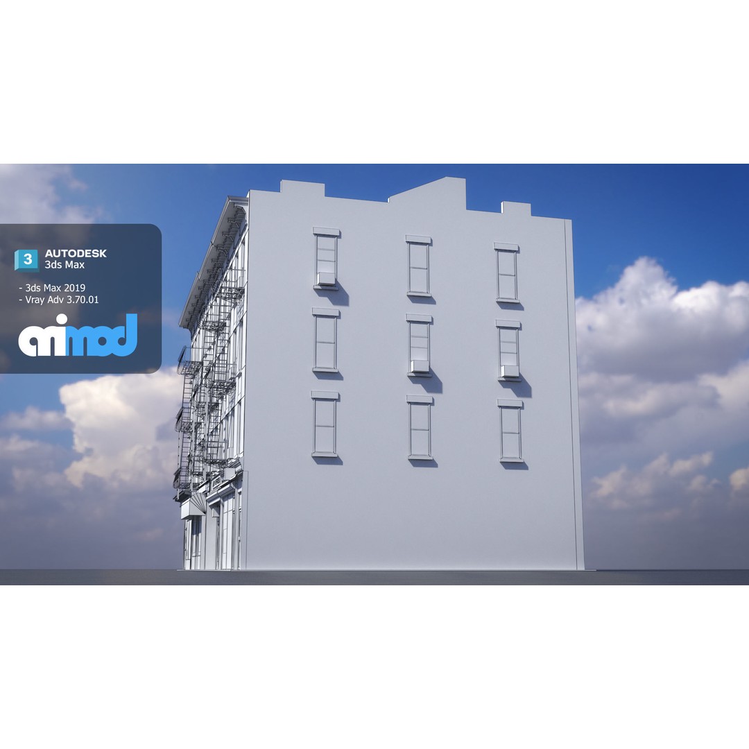 US Apartment Building 3D Model – Detailed Exterior Asset, FBX - View 8