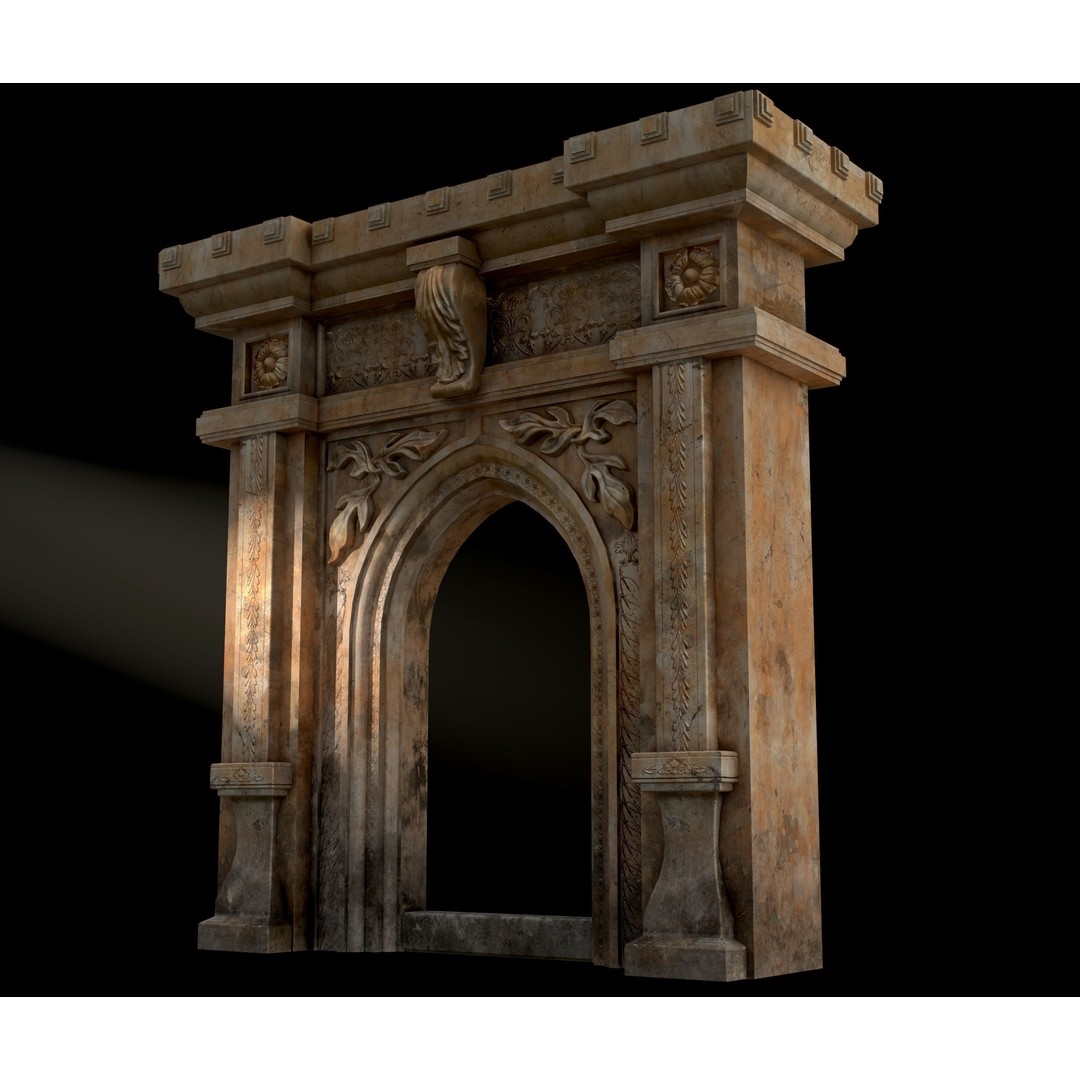 Antique Stone Arch 3D Model – Low Poly Game Asset, FBX, PBR Textures - View 23