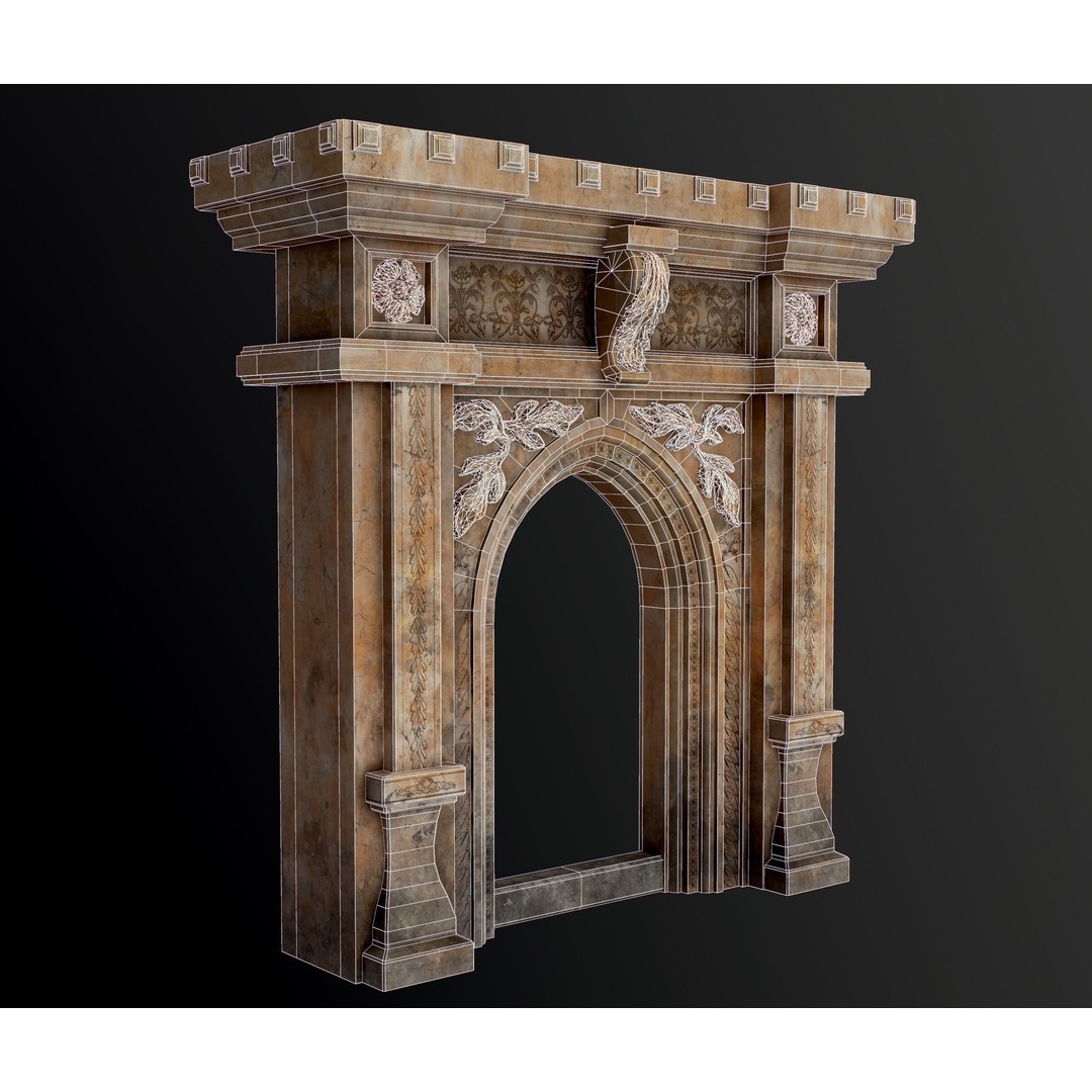 Antique Stone Arch 3D Model – Low Poly Game Asset, FBX, PBR Textures - View 32