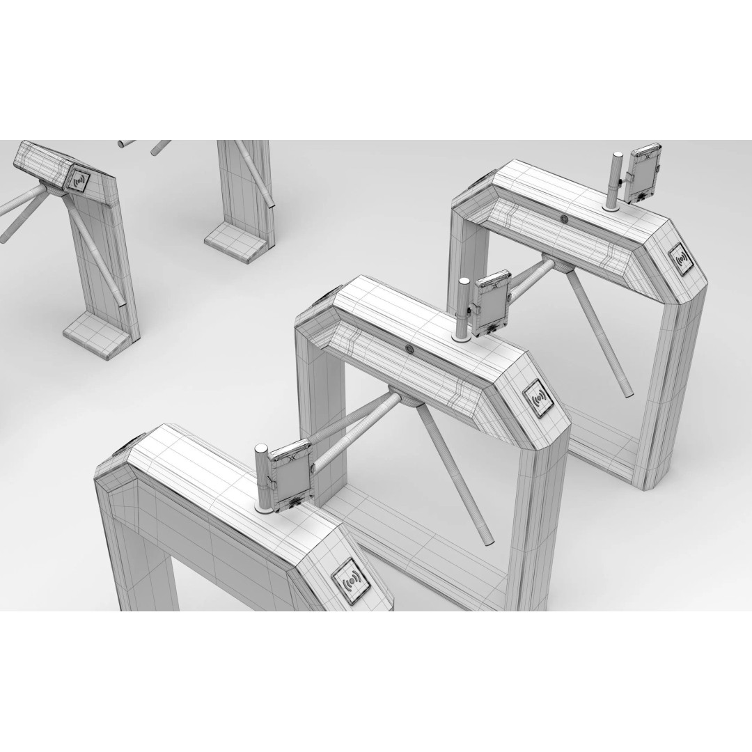 Automatic Turnstiles Gate 3D Model – Architectural Access Control, FBX, OBJ