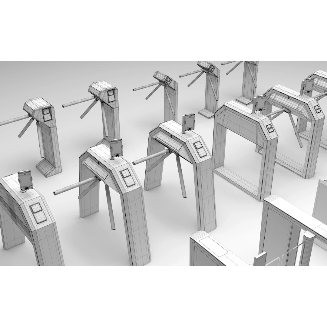 Automatic Turnstiles Gate 3D Model – Architectural Access Control, FBX, OBJ - View 10