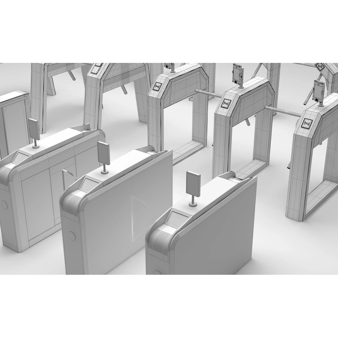 Automatic Turnstiles Gate 3D Model – Architectural Access Control, FBX, OBJ - View 7
