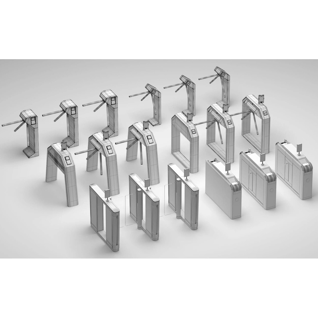 Automatic Turnstiles Gate 3D Model – Architectural Access Control, FBX, OBJ - View 8