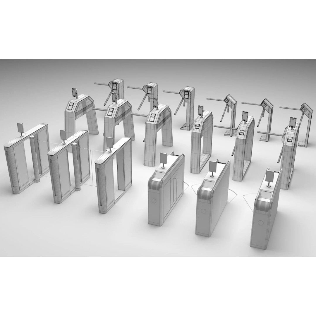 Automatic Turnstiles Gate 3D Model – Architectural Access Control, FBX, OBJ - View 9