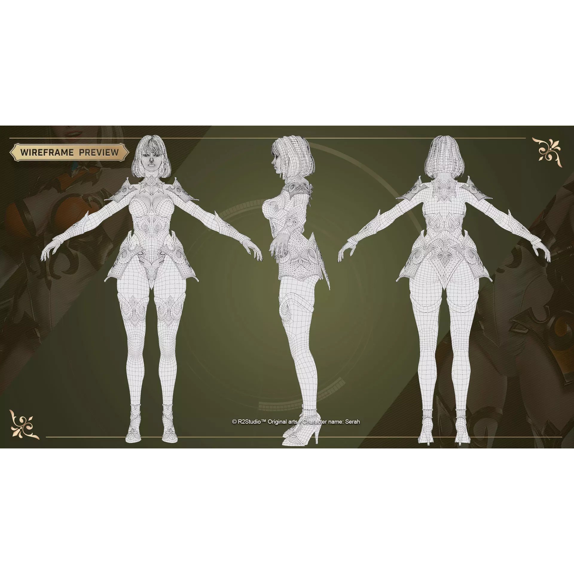 Serah - Low-Poly Game-Ready 3D Model - View 10