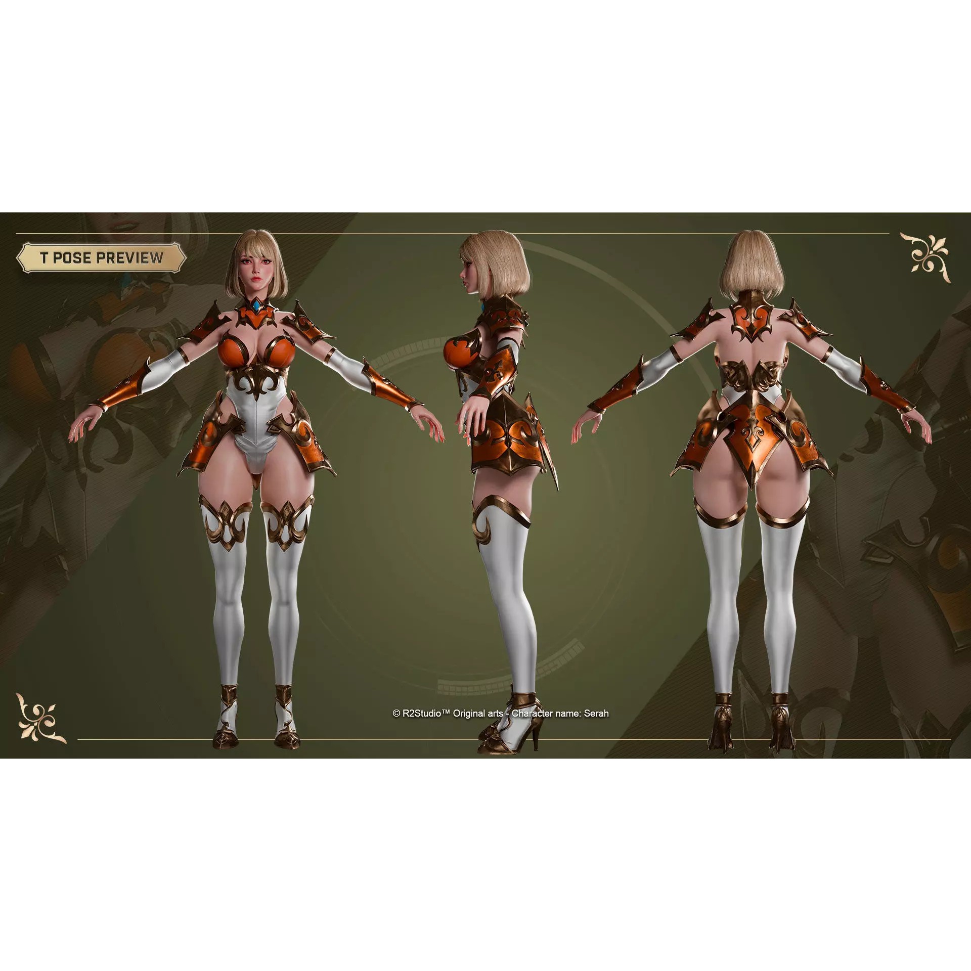 Serah - Low-Poly Game-Ready 3D Model - View 9