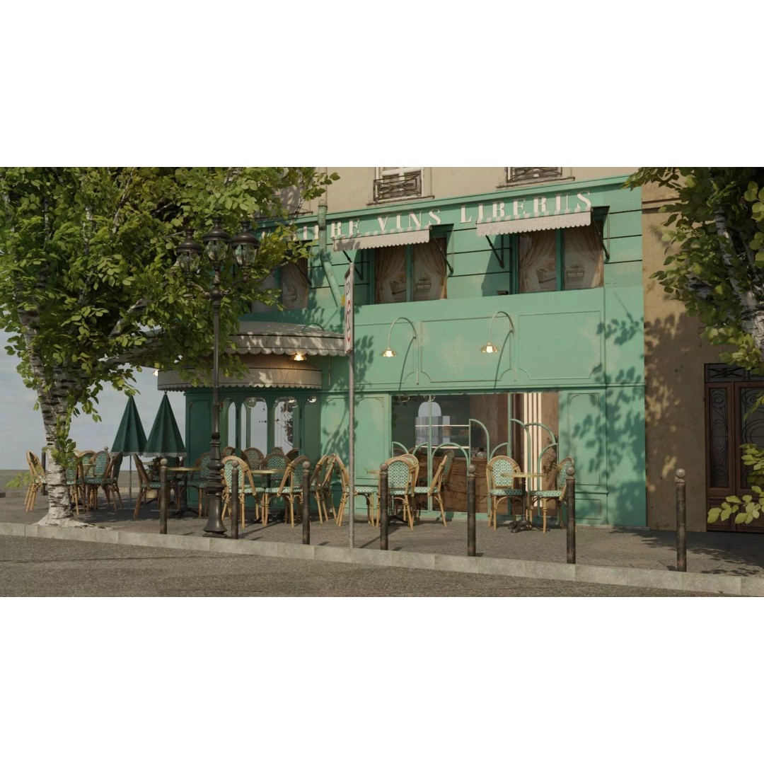 La Marquise Cafe 3D Model – Realistic Street Scene, PBR Textures, Multiple Formats - View 11