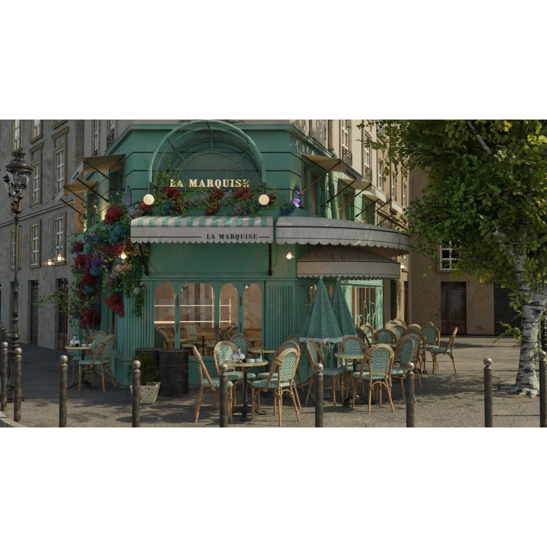 La Marquise Cafe 3D Model – Realistic Street Scene, PBR Textures, Multiple Formats - View 15