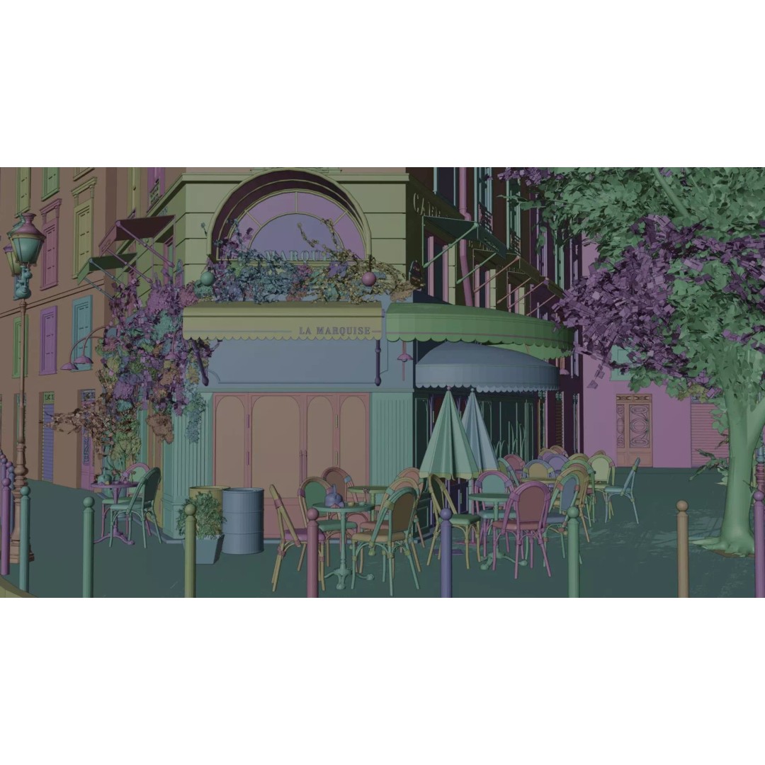 La Marquise Cafe 3D Model – Realistic Street Scene, PBR Textures, Multiple Formats - View 16