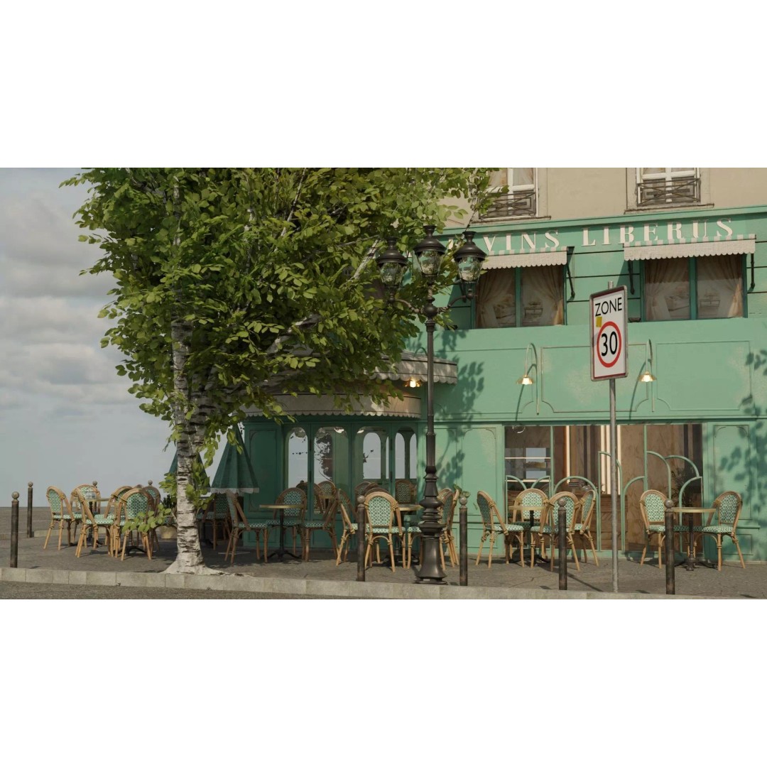 La Marquise Cafe 3D Model – Realistic Street Scene, PBR Textures, Multiple Formats - View 21