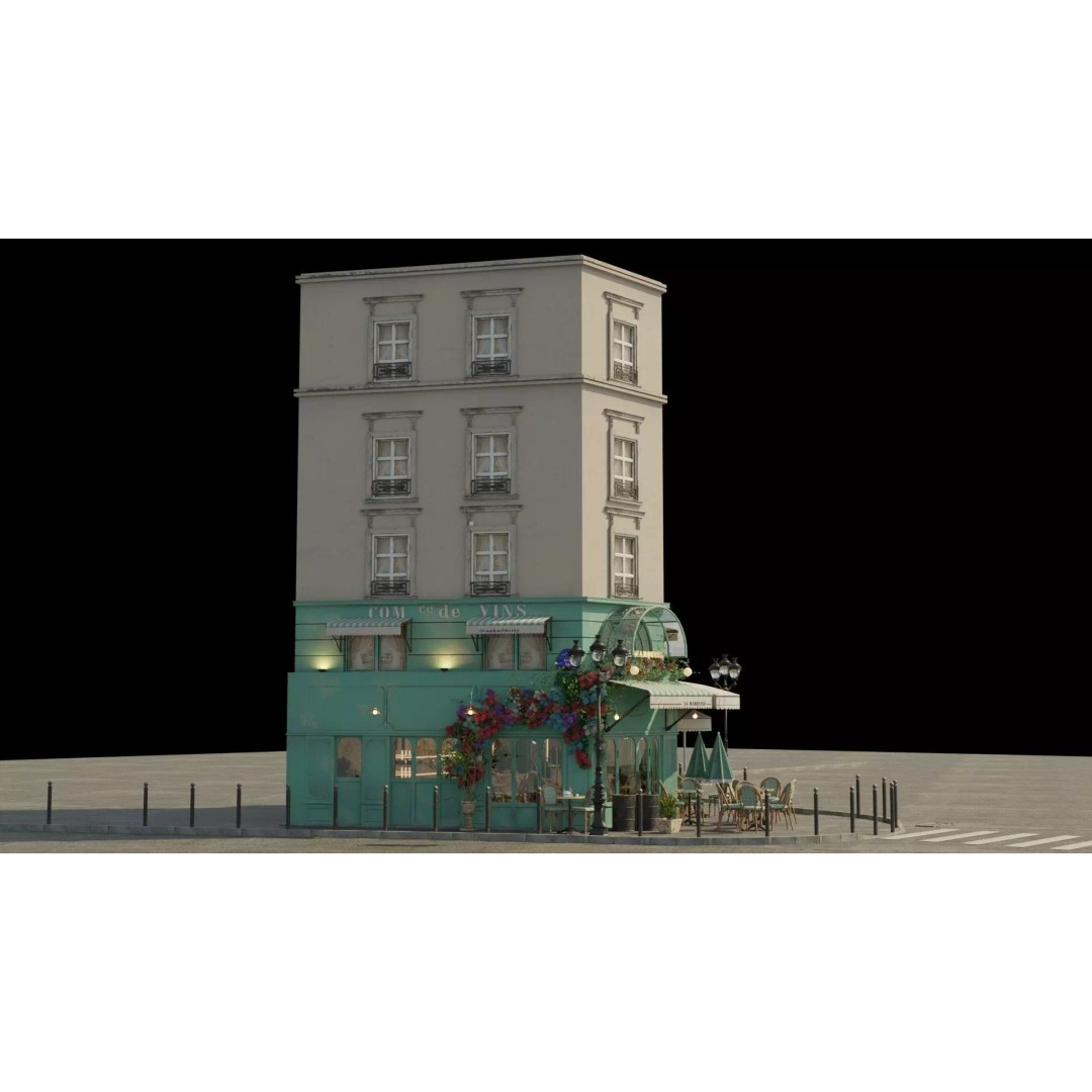 La Marquise Cafe 3D Model – Realistic Street Scene, PBR Textures, Multiple Formats - View 28