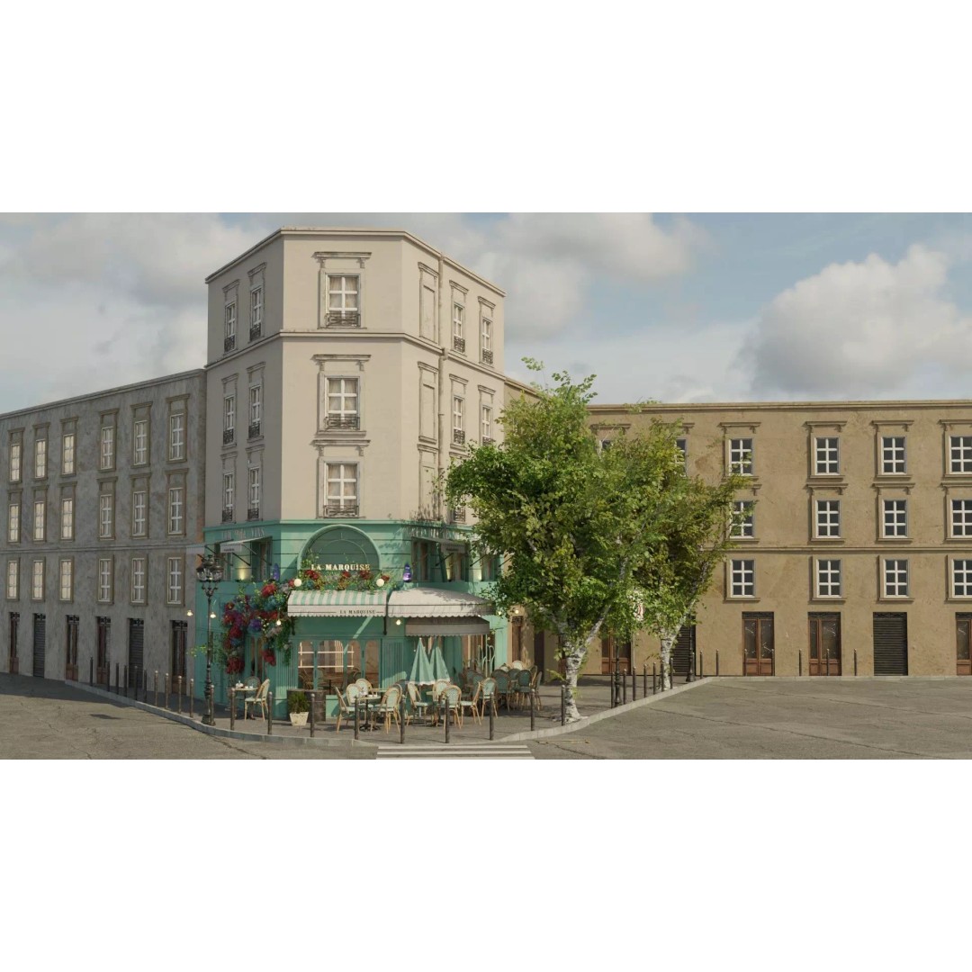 La Marquise Cafe 3D Model – Realistic Street Scene, PBR Textures, Multiple Formats - View 29