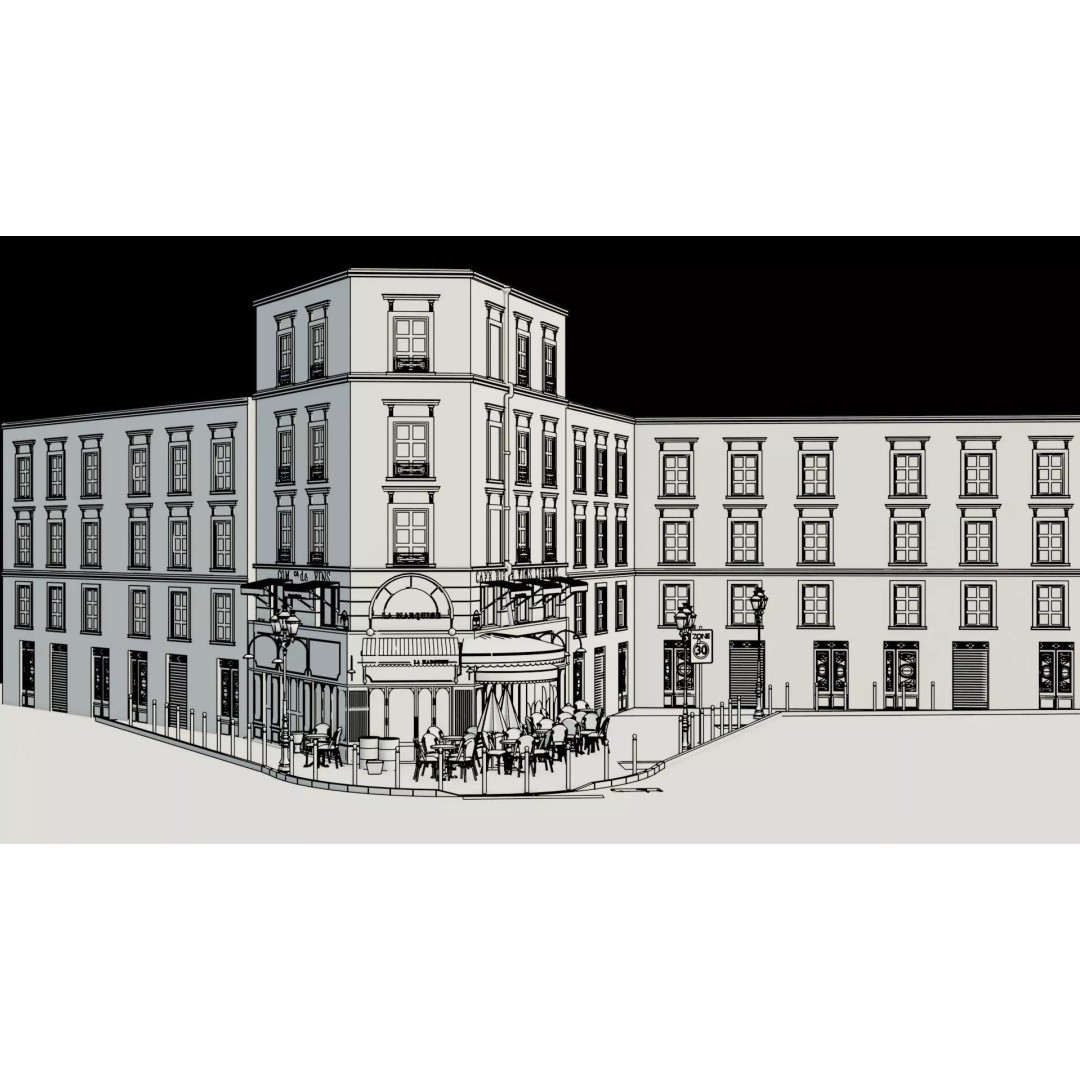 La Marquise Cafe 3D Model – Realistic Street Scene, PBR Textures, Multiple Formats - View 4