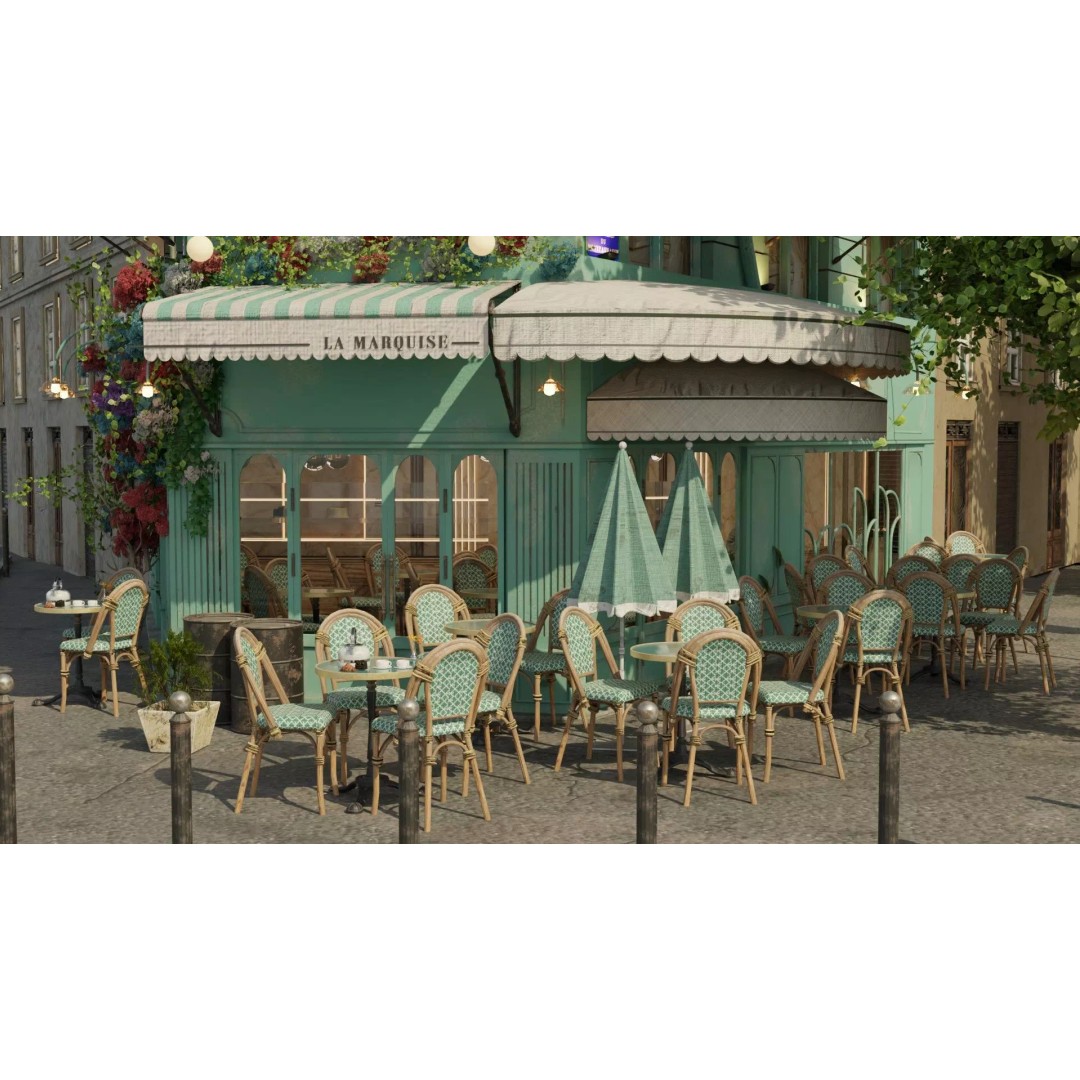 La Marquise Cafe 3D Model – Realistic Street Scene, PBR Textures, Multiple Formats - View 7