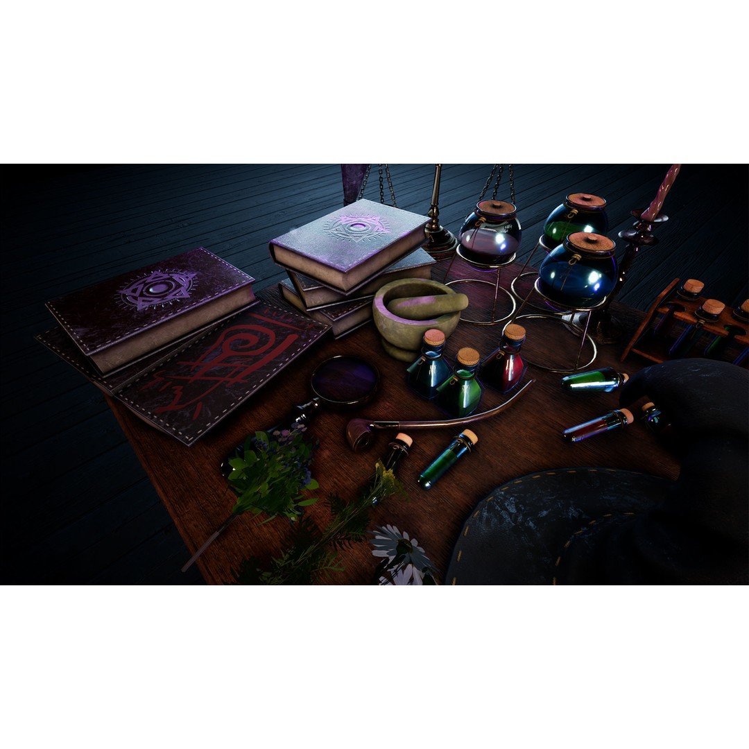 Wizard Table 3D Model – Low Poly Fantasy Prop Pack, PBR Textures - View 11