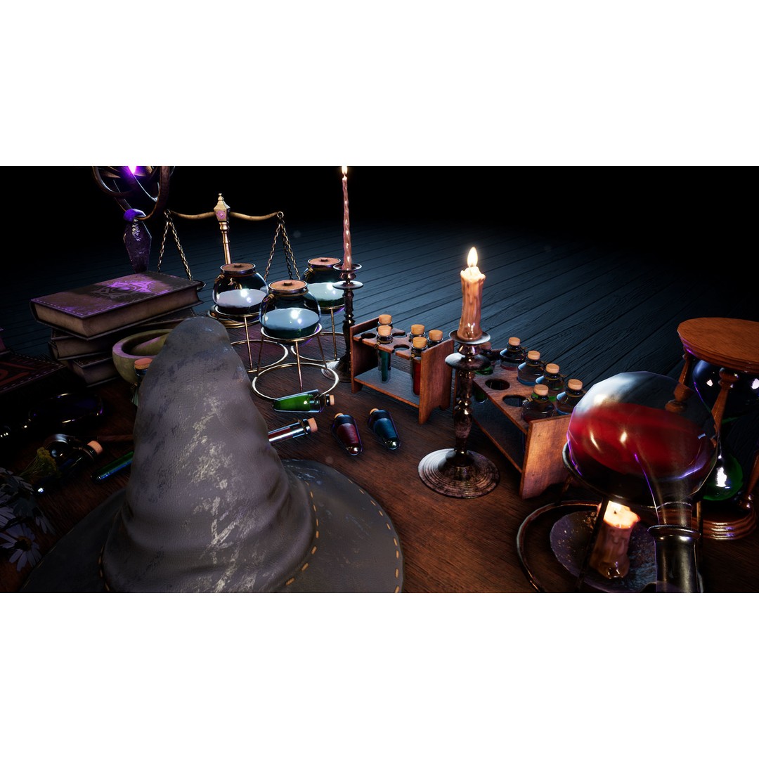 Wizard Table 3D Model – Low Poly Fantasy Prop Pack, PBR Textures - View 15