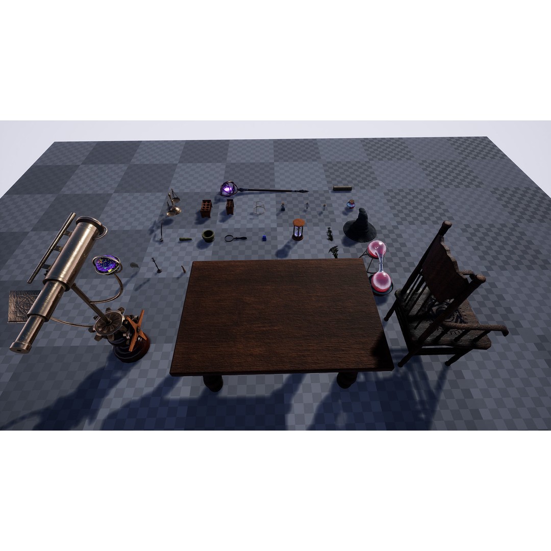 Wizard Table 3D Model – Low Poly Fantasy Prop Pack, PBR Textures - View 18
