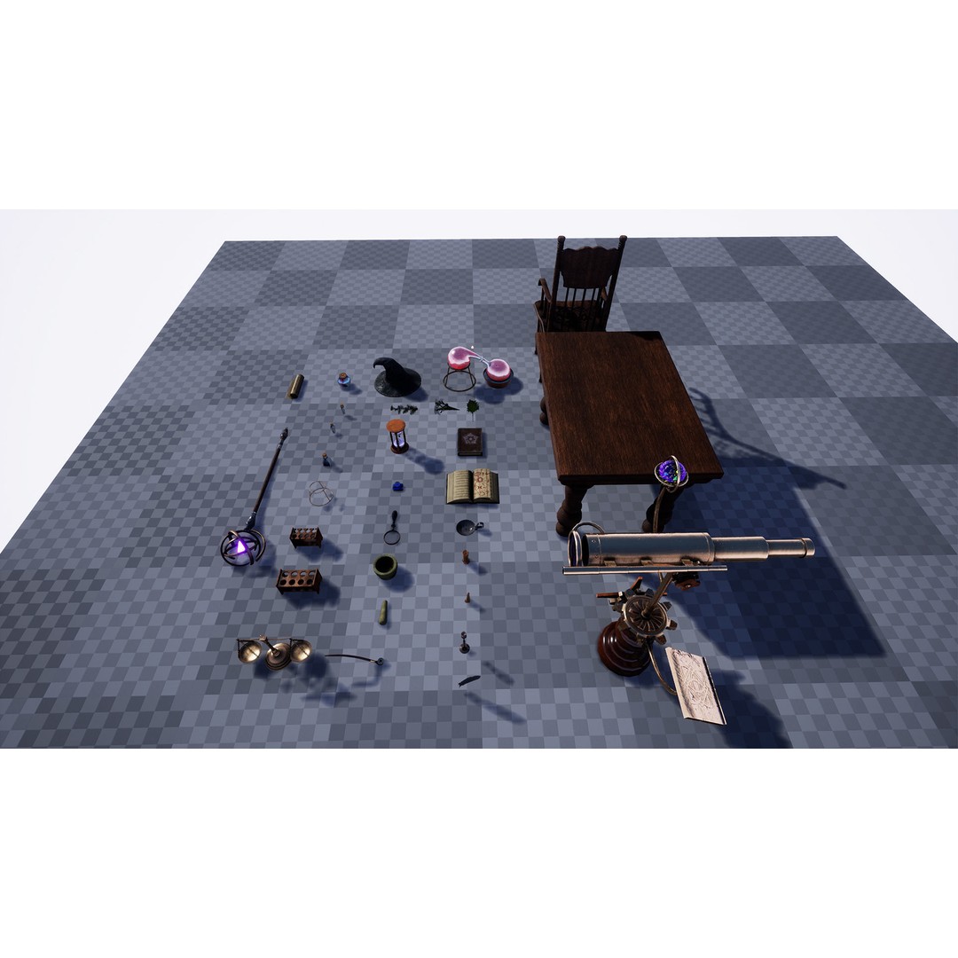 Wizard Table 3D Model – Low Poly Fantasy Prop Pack, PBR Textures - View 19