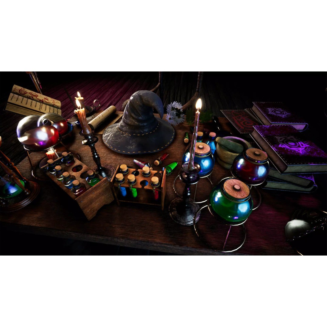 Wizard Table 3D Model – Low Poly Fantasy Prop Pack, PBR Textures - View 2