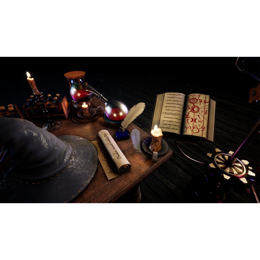 Wizard Table 3D Model – Low Poly Fantasy Prop Pack, PBR Textures - View 8