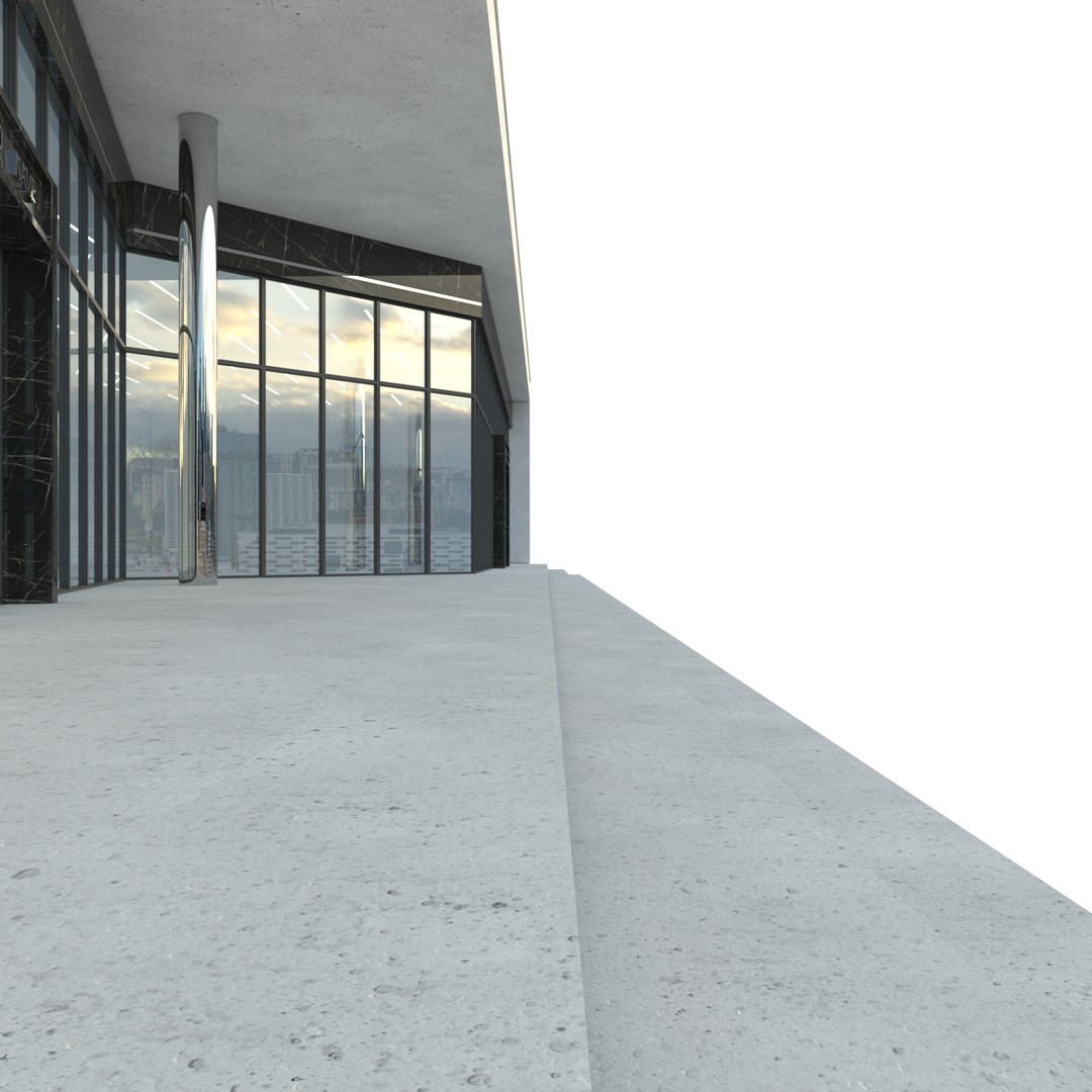 Modern Commercial Building 3D Model – Low Poly Office Asset, FBX