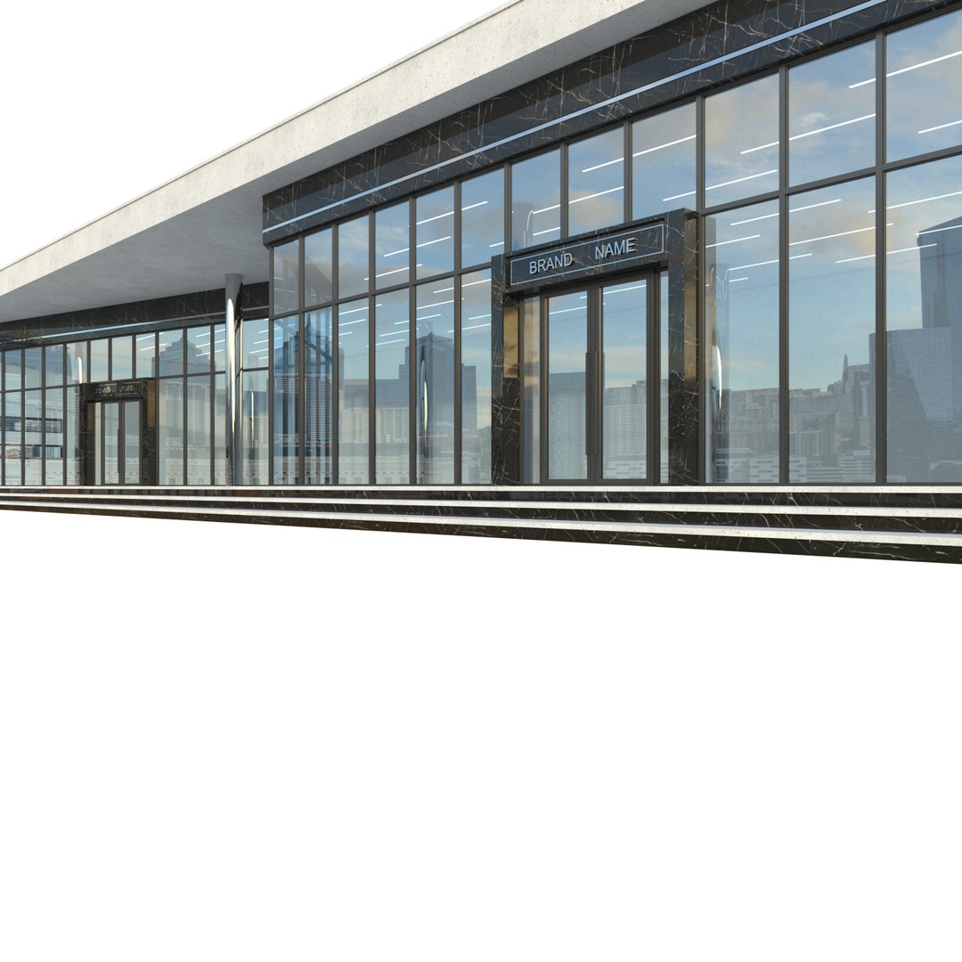 Modern Commercial Building 3D Model – Low Poly Office Asset, FBX - View 15