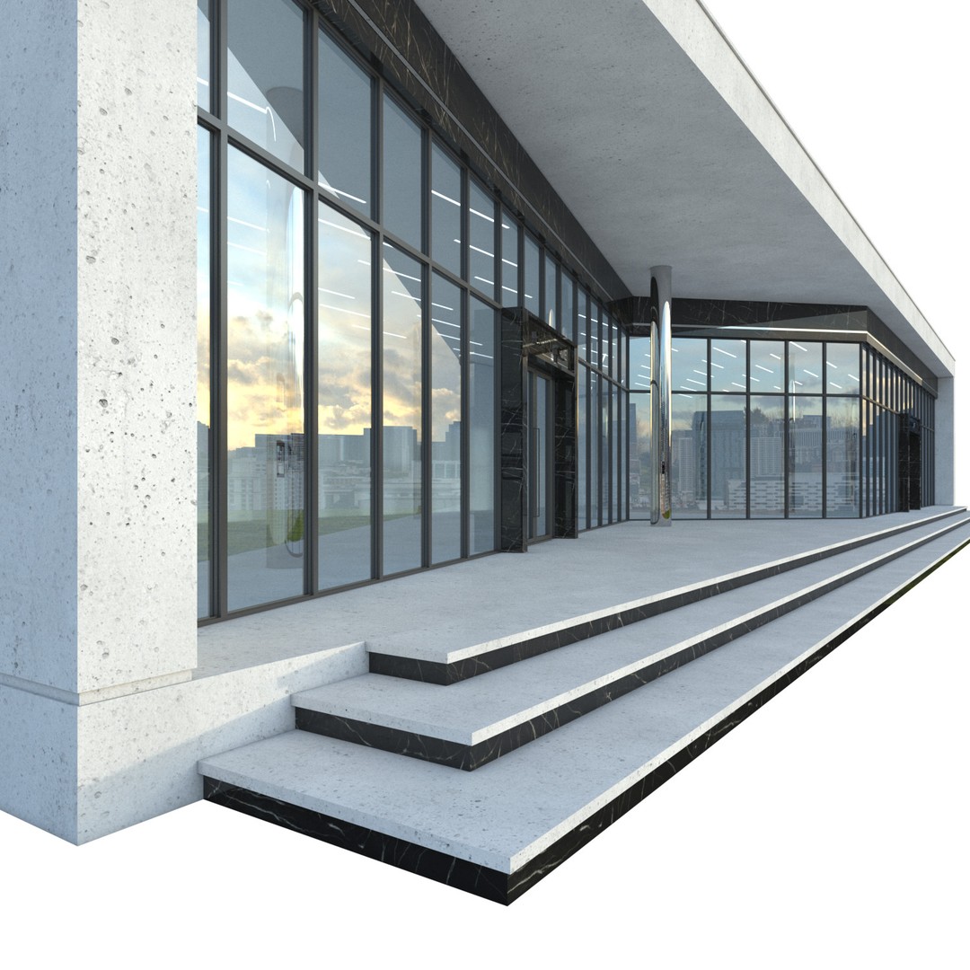 Modern Commercial Building 3D Model – Low Poly Office Asset, FBX - View 19