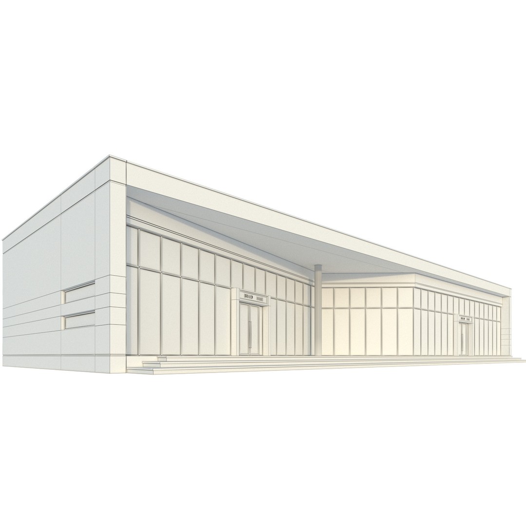 Modern Commercial Building 3D Model – Low Poly Office Asset, FBX - View 21