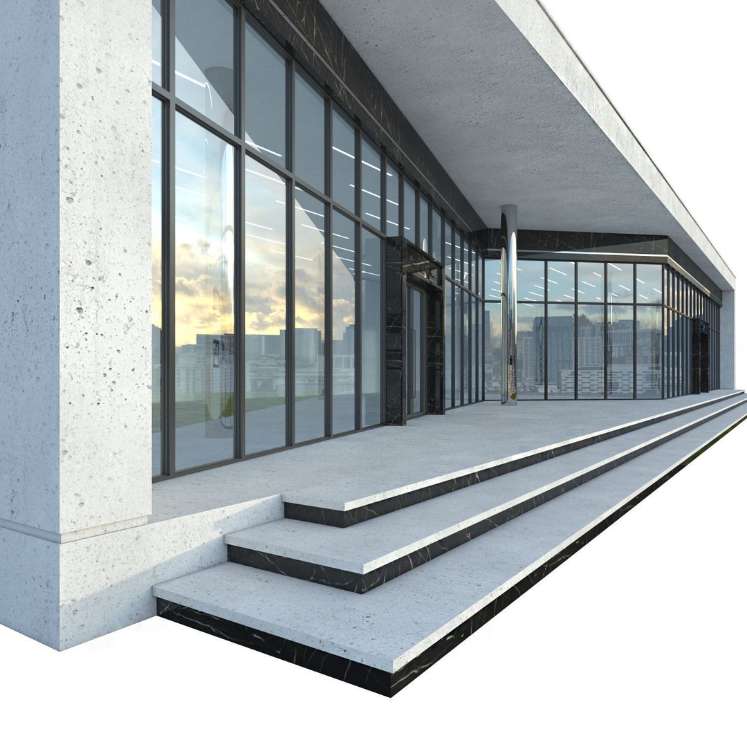 Modern Commercial Building 3D Model – Low Poly Office Asset, FBX - View 5