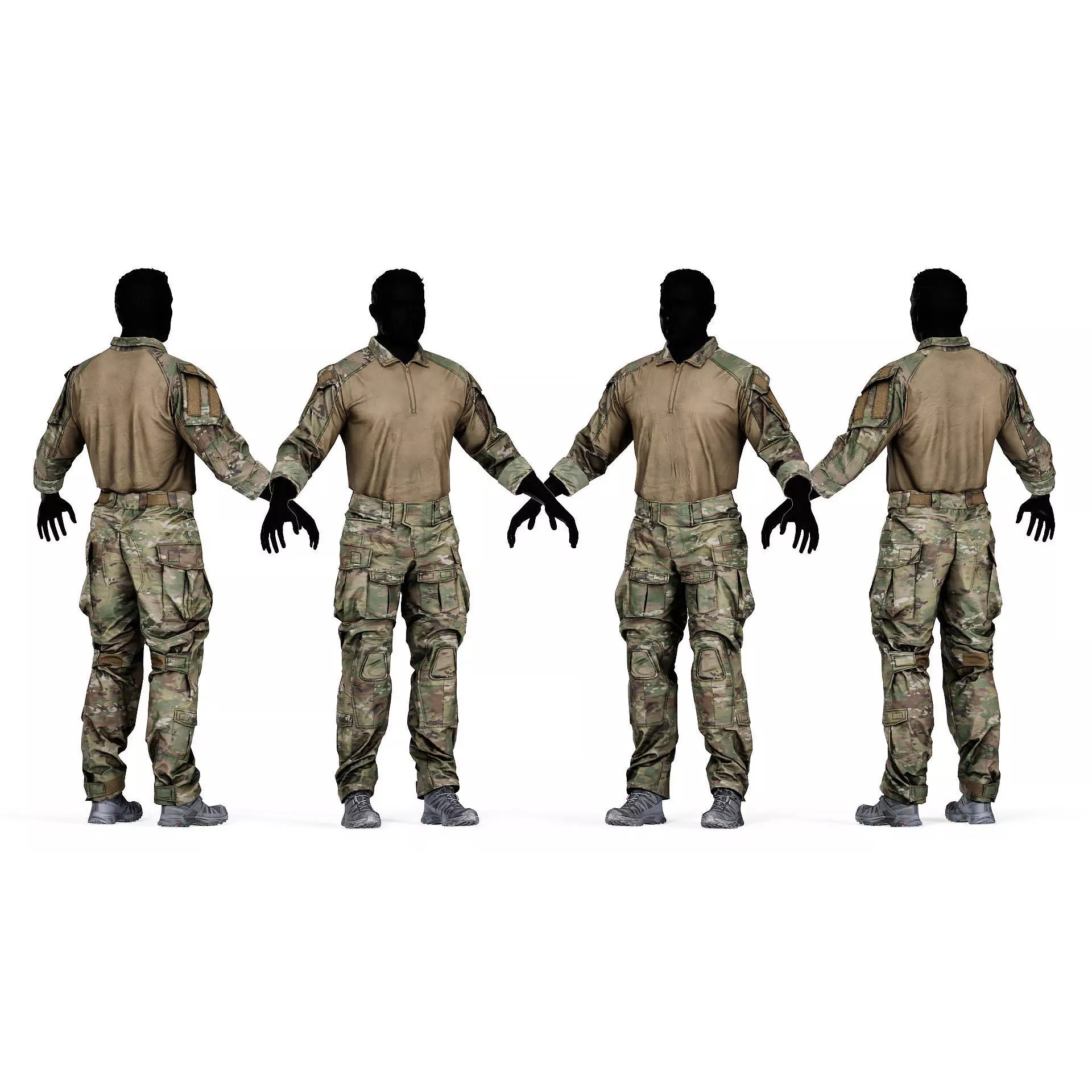CRYE Precision Combat Uniform G3 - Low-Poly Game-Ready 3D Model - View 2