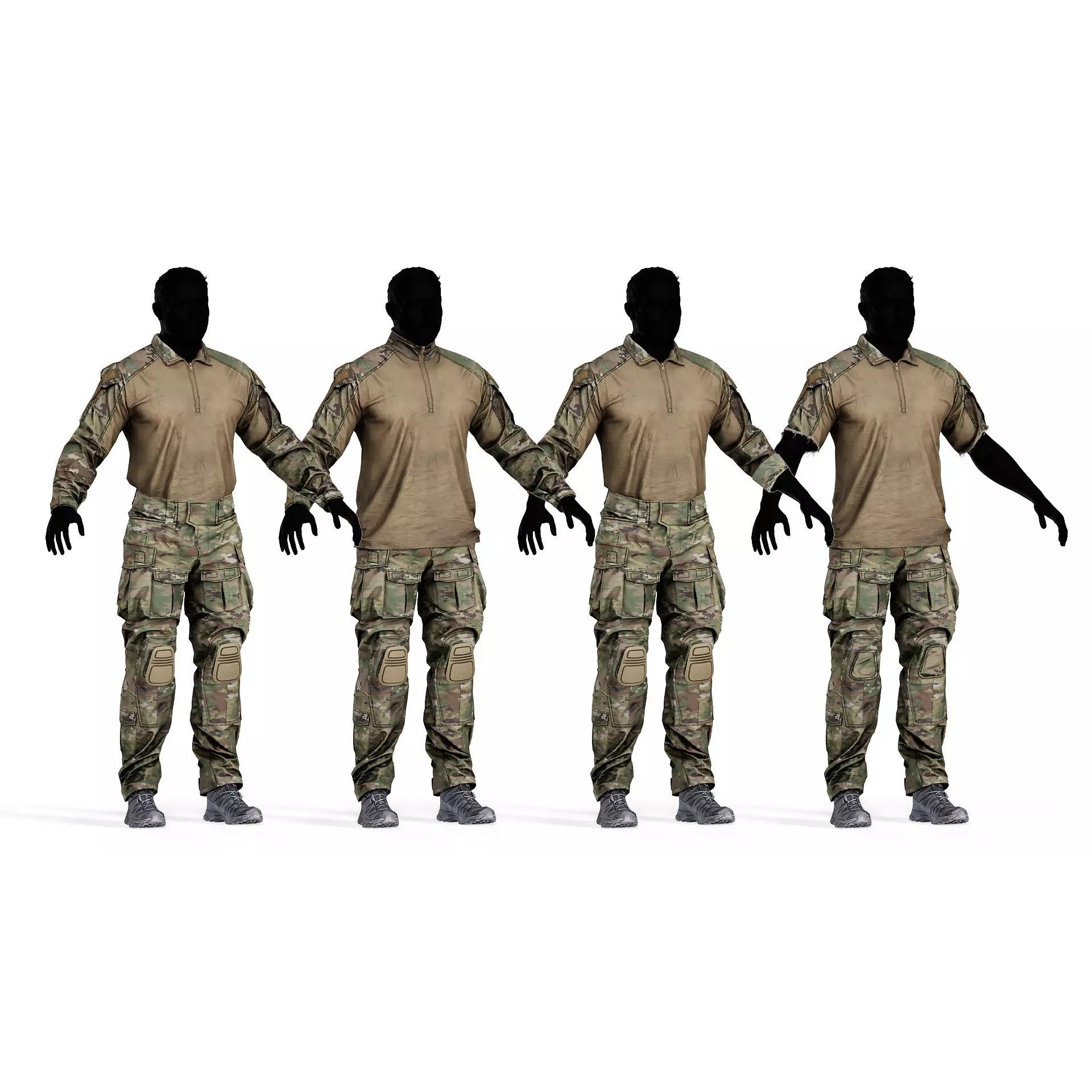 CRYE Precision Combat Uniform G3 - Low-Poly Game-Ready 3D Model - View 3