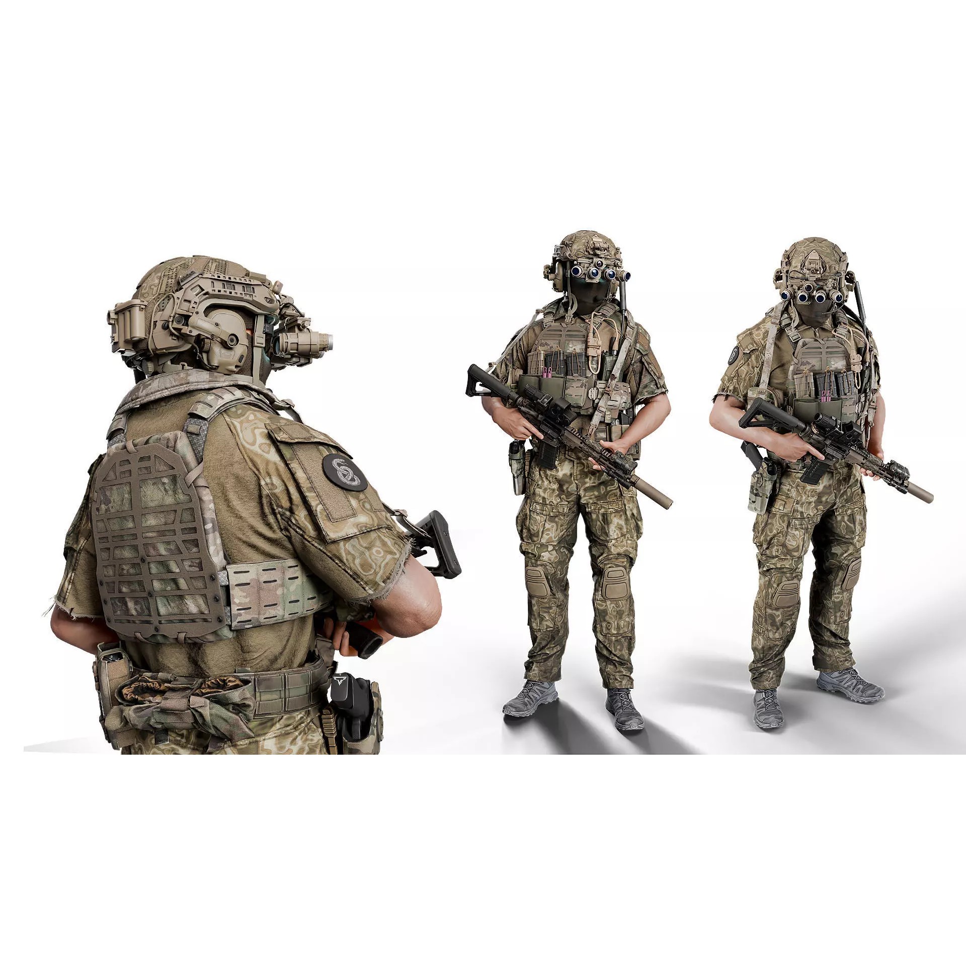 CRYE Precision Combat Uniform G3 - Low-Poly Game-Ready 3D Model - View 4