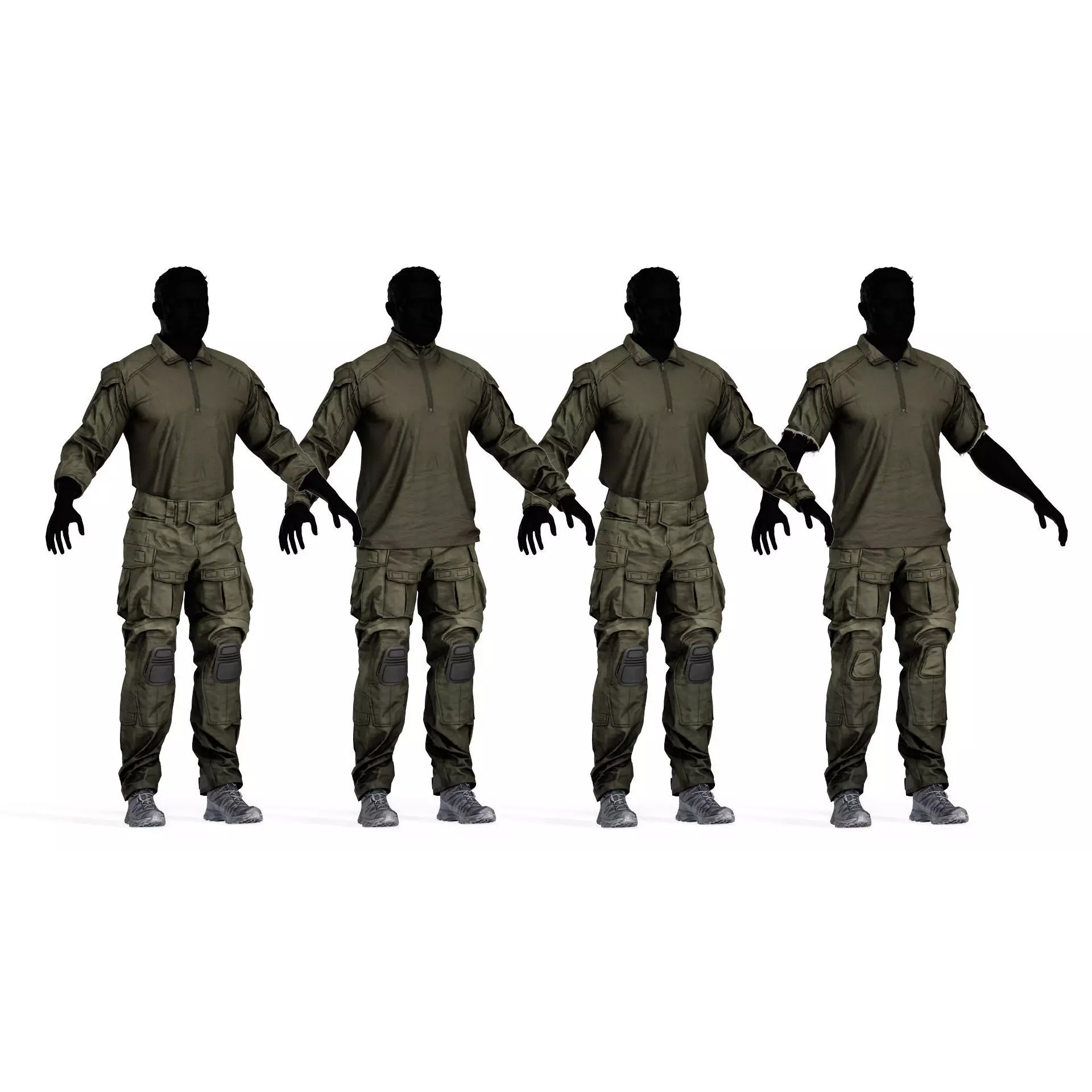 CRYE Precision Combat Uniform G3 - Low-Poly Game-Ready 3D Model - View 6