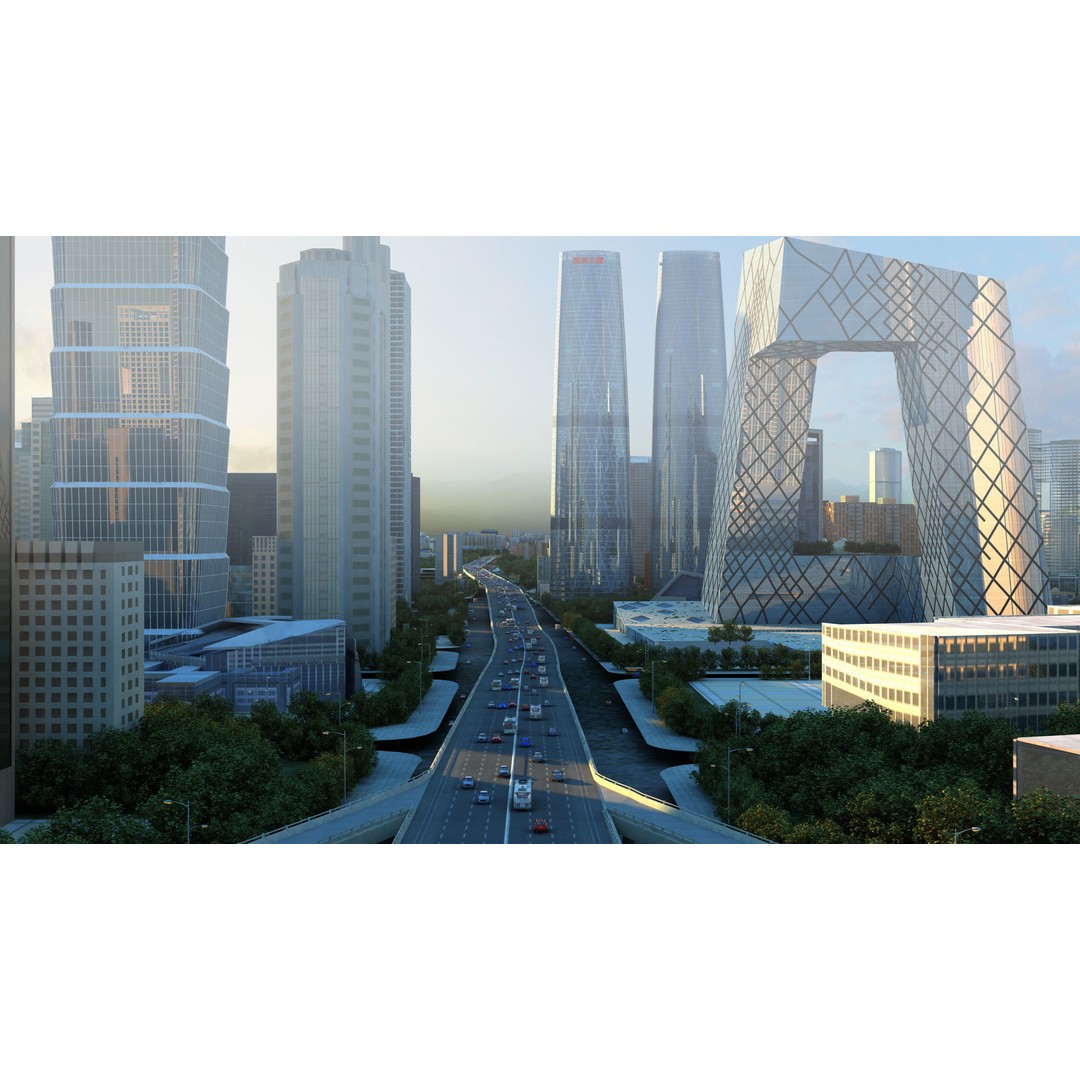 Beijing Cityscape 3D Model – Detailed Urban Landscape, FBX, OBJ - View 3