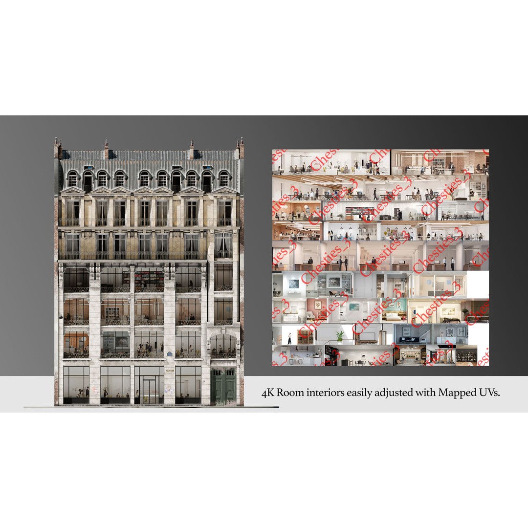 Parisian Commercial Residence 3D Model – Realistic Architecture, Blender & FBX - View 3