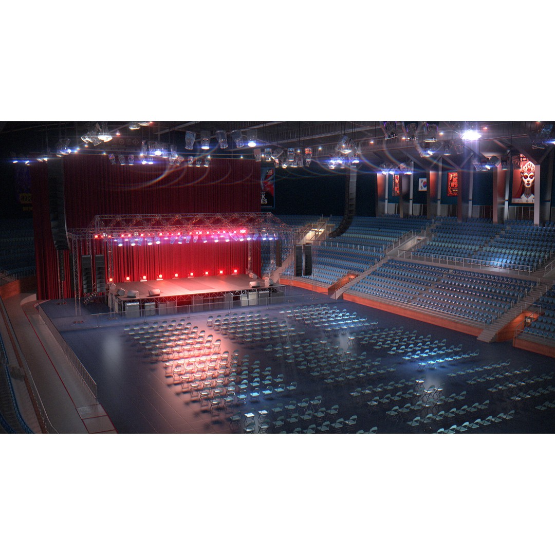 Concert Stage Arena 3D Model – High-Detail Modular Environment, FBX, OBJ, PBR - View 3