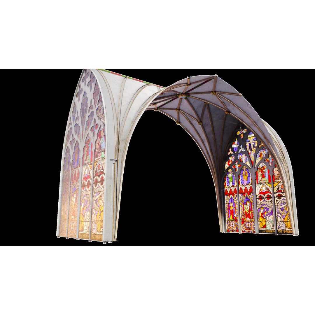 Gothic Nave Decorated Vault 3D Model – Low Poly PBR Asset, FBX - View 10