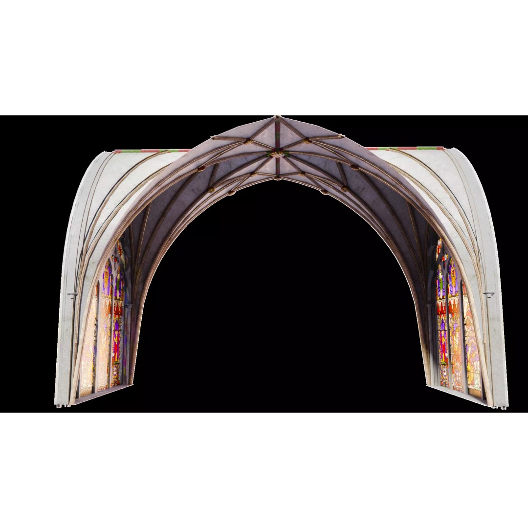 Gothic Nave Decorated Vault 3D Model – Low Poly PBR Asset, FBX - View 11