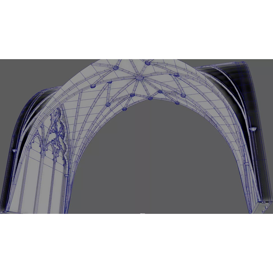 Gothic Nave Decorated Vault 3D Model – Low Poly PBR Asset, FBX - View 14