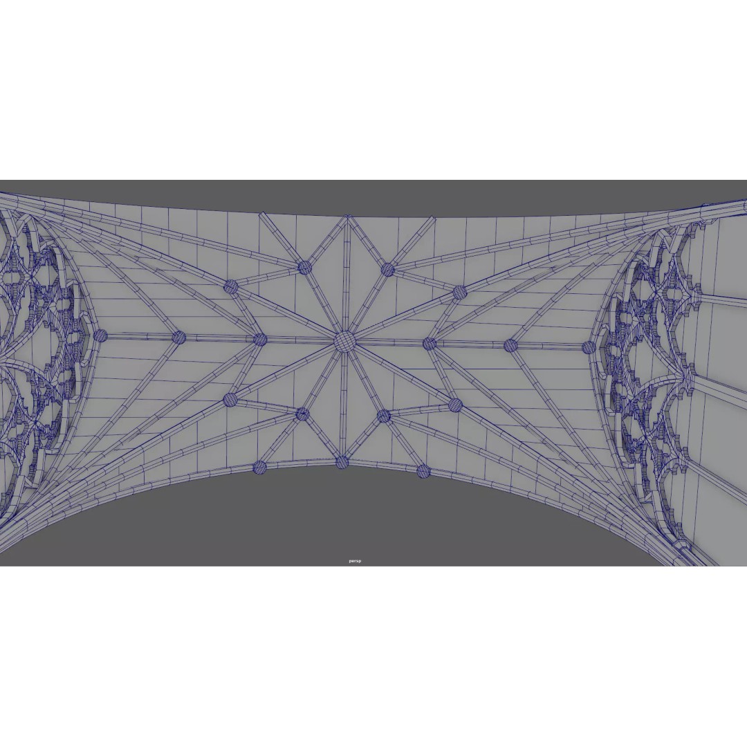 Gothic Nave Decorated Vault 3D Model – Low Poly PBR Asset, FBX - View 16