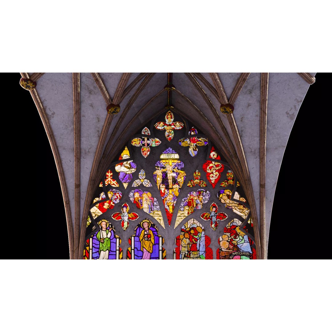 Gothic Nave Decorated Vault 3D Model – Low Poly PBR Asset, FBX - View 17
