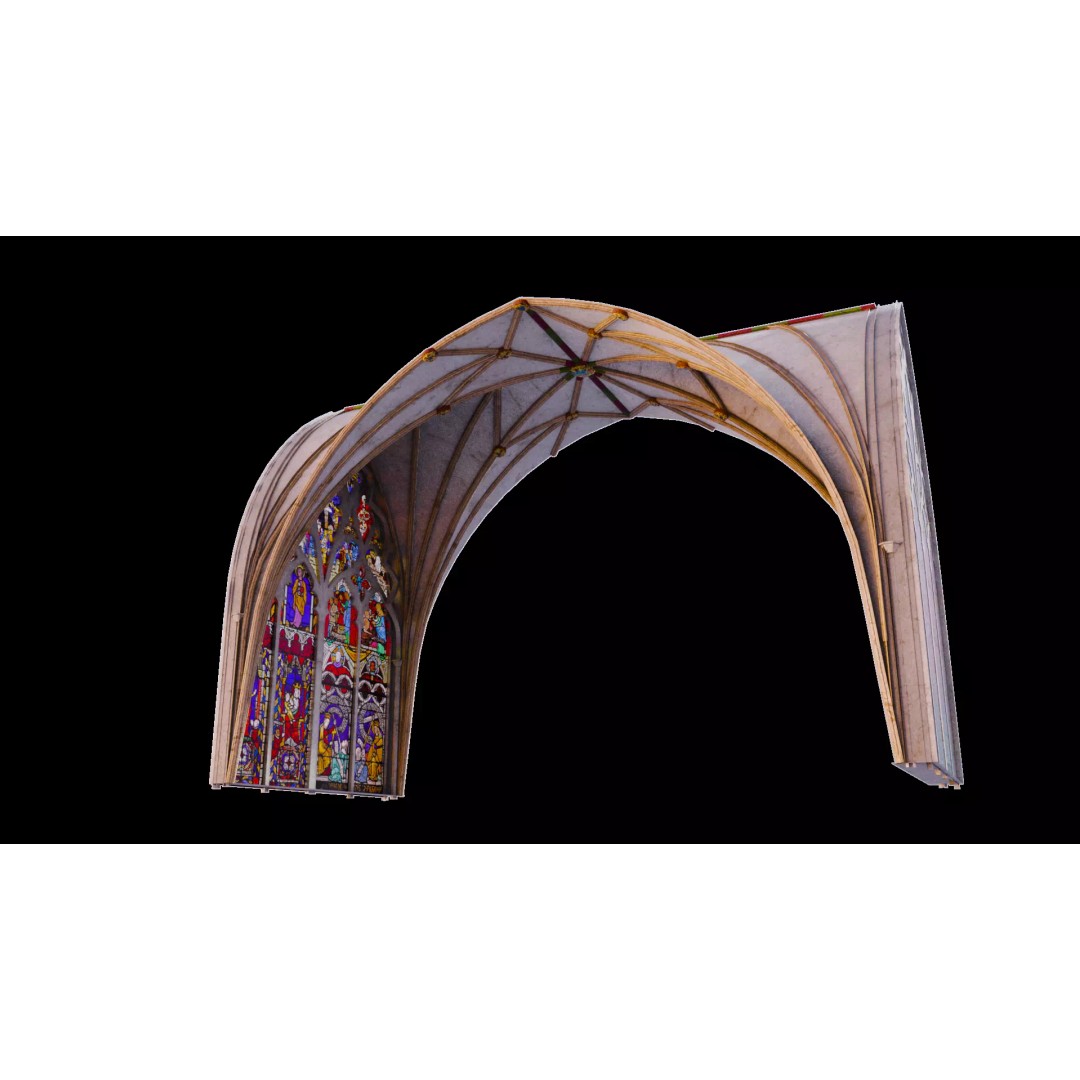 Gothic Nave Decorated Vault 3D Model – Low Poly PBR Asset, FBX - View 4