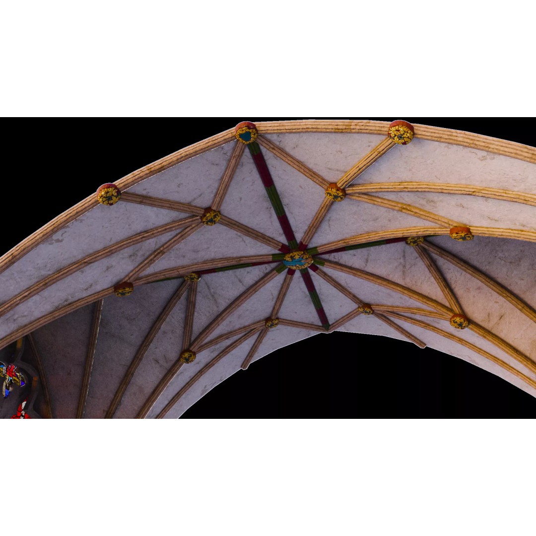 Gothic Nave Decorated Vault 3D Model – Low Poly PBR Asset, FBX - View 7