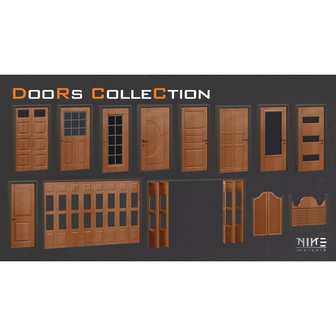 Doors Collection 3D Model – Diverse Styles for Archviz & Games, FBX, OBJ - View 12