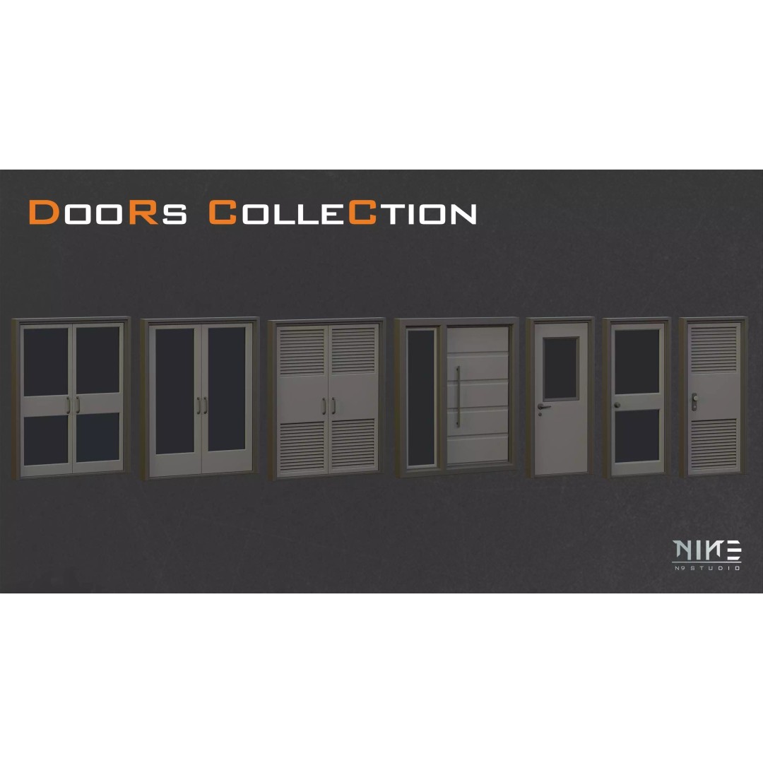Doors Collection 3D Model – Diverse Styles for Archviz & Games, FBX, OBJ - View 13