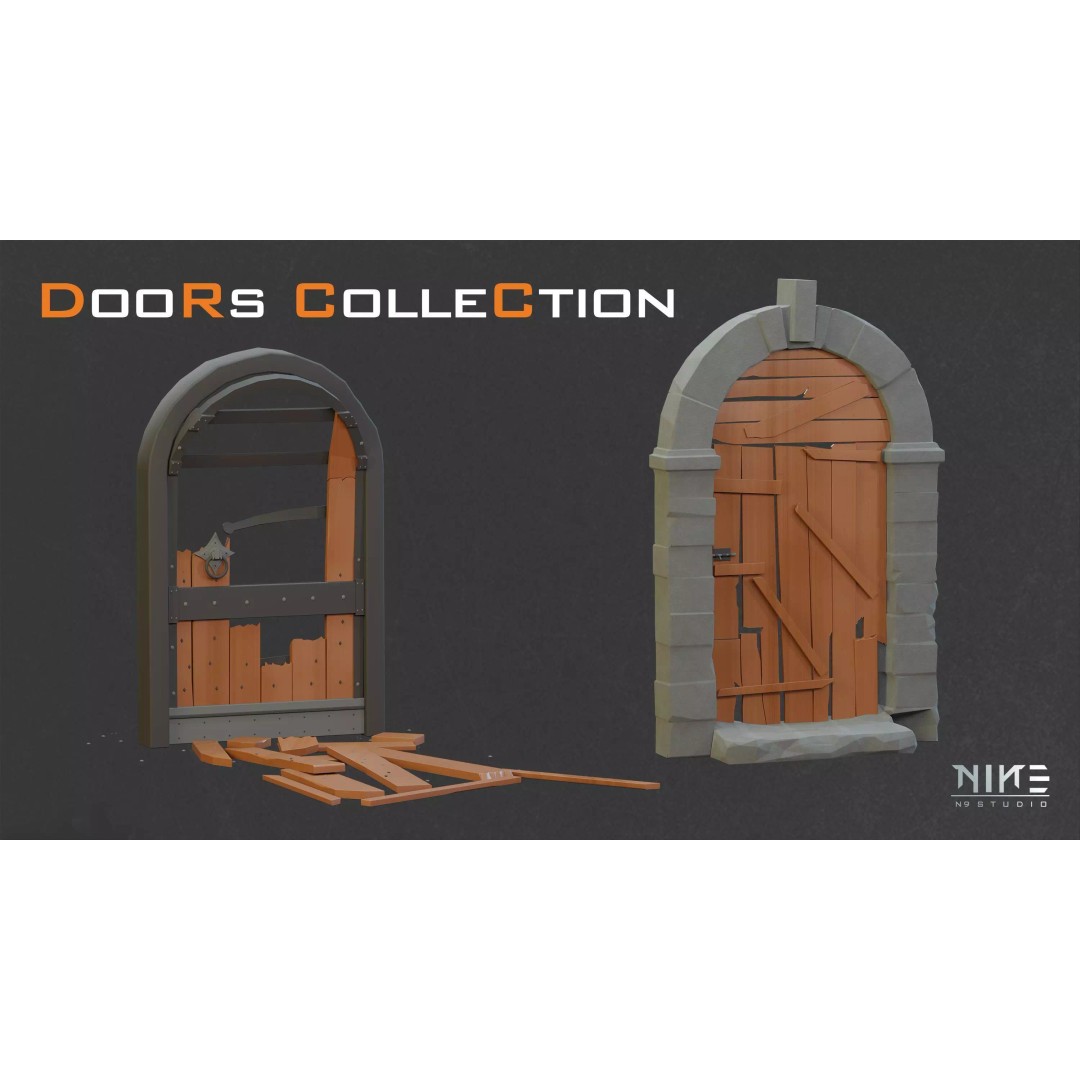 Doors Collection 3D Model – Diverse Styles for Archviz & Games, FBX, OBJ - View 3